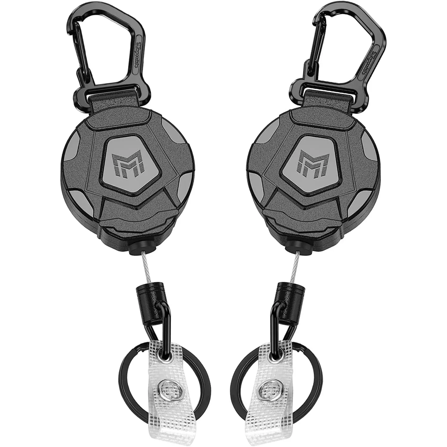 Lot de 2 porte-badges rétractables robustes avec mousqueton, enrouleur de badge d'identification tactique à cordon en acier rétractable de 31,5 pouces (800 g) 8