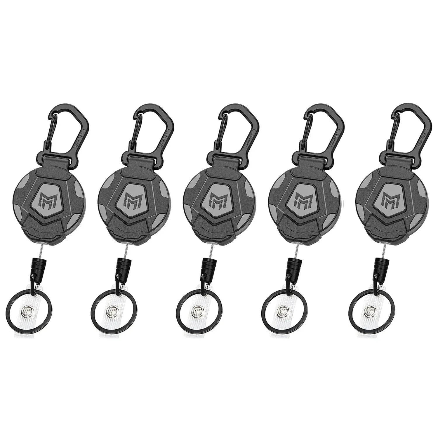 Lot de 2 porte-badges rétractables robustes avec mousqueton, enrouleur de badge d'identification tactique à cordon en acier rétractable de 31,5 pouces (800 g) 7