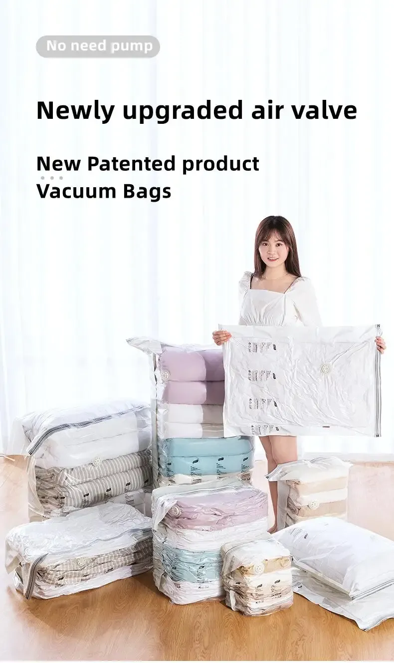 Sac de rangement sous vide breveté en situation