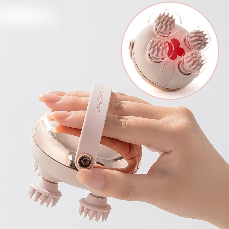 Masseur électrique rechargeable et étanche pour le cuir chevelu, avec 4 griffes de massage pour la détente du corps, du cou, du dos et des animaux de compagnie