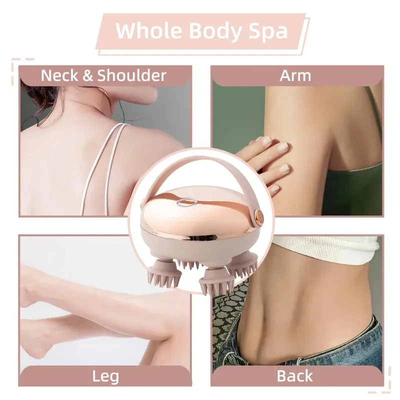 Masseur électrique rechargeable et étanche pour le cuir chevelu, avec 4 griffes de massage pour la détente du corps, du cou, du dos et des animaux de compagnie 5