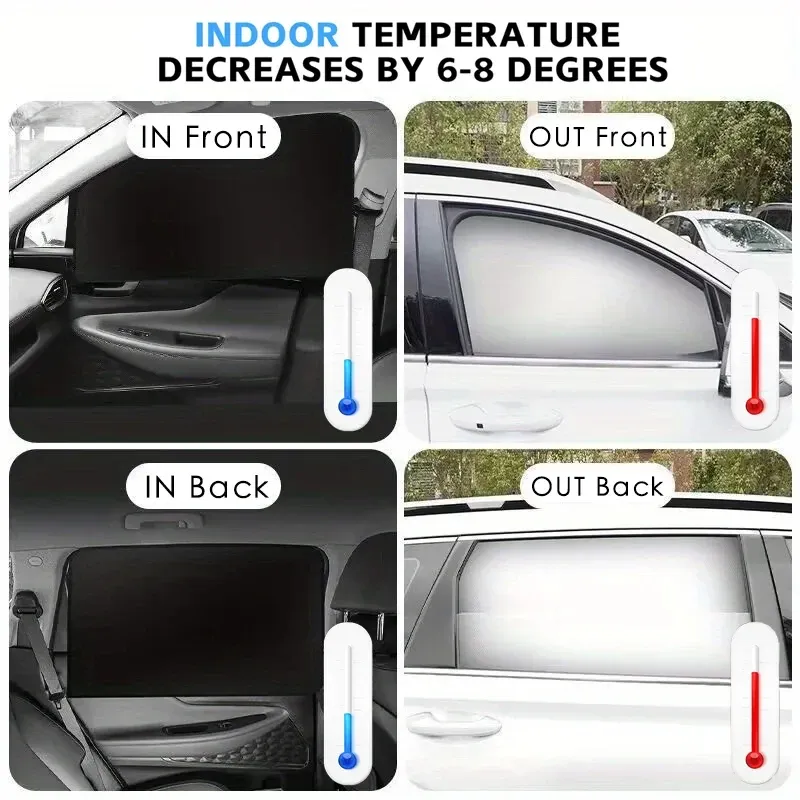 Pare-soleil occultant magnétique pour voiture, protection UV pour pare-brise et vitres latérales avant et arrière 2