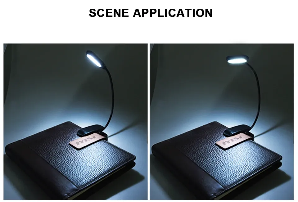 Lampe de livre LED mise en scène dans un salon