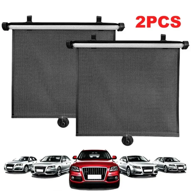 Pare-soleil rétractable pour voiture à maille noire rayée, facile à utiliser, format compact pour un rangement aisé 7