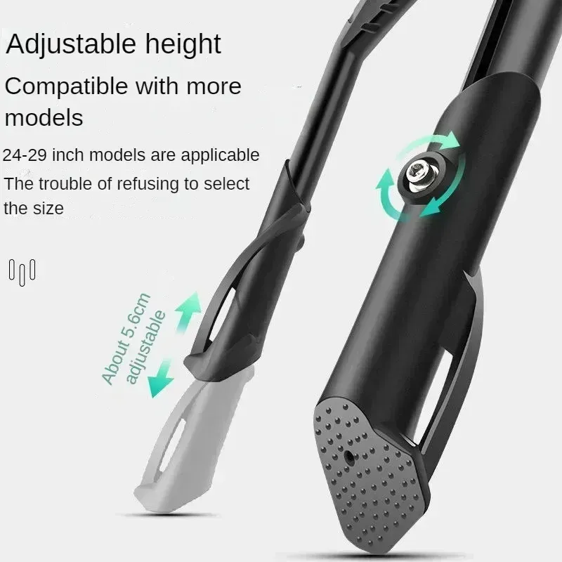 Béquille de vélo réglable en alliage d'aluminium, pour VTT, vélo de neige, vélo pliant et vélo électrique, support latéral pour roues de 22 à 29 pouces 5