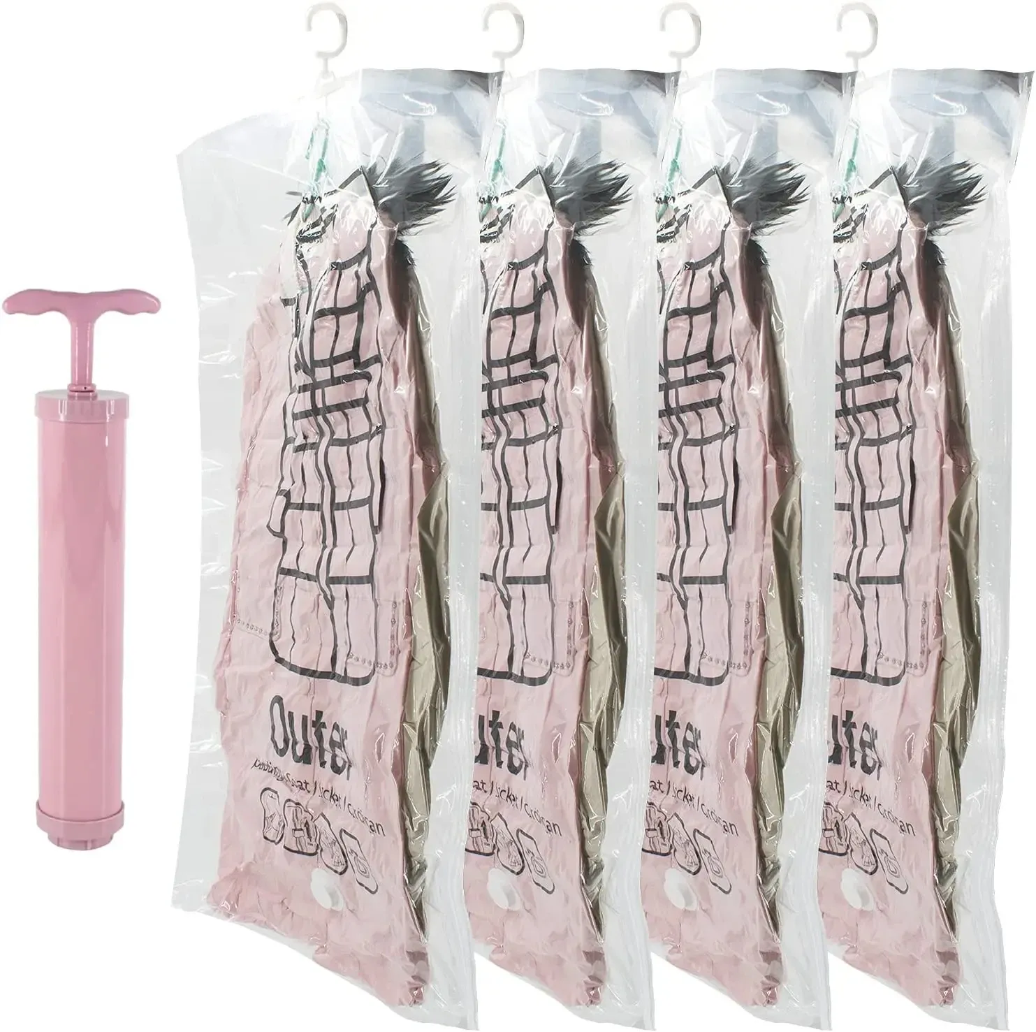 Housse de rangement sous vide suspendue pour costumes, manteaux et vestes habillées 1