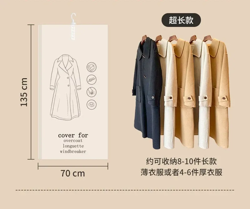Housse de rangement sous vide suspendue pour costumes, manteaux et vestes habillées 10