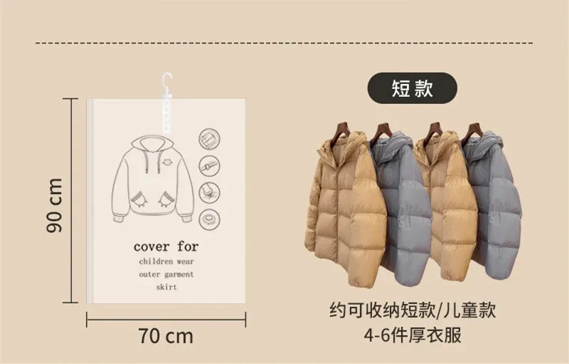 Housse de rangement sous vide suspendue pour costumes, manteaux et vestes habillées 9