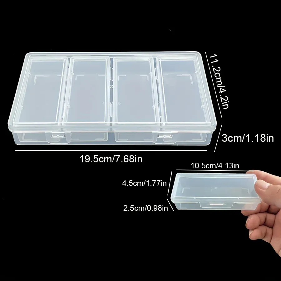 Boîte de rangement transparente en plastique à 4 compartiments réglables, avec séparateurs amovibles pour fournitures d'artisanat et de couture 4