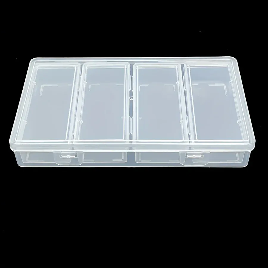Boîte de rangement transparente en plastique à 4 compartiments réglables, avec séparateurs amovibles pour fournitures d'artisanat et de couture 7