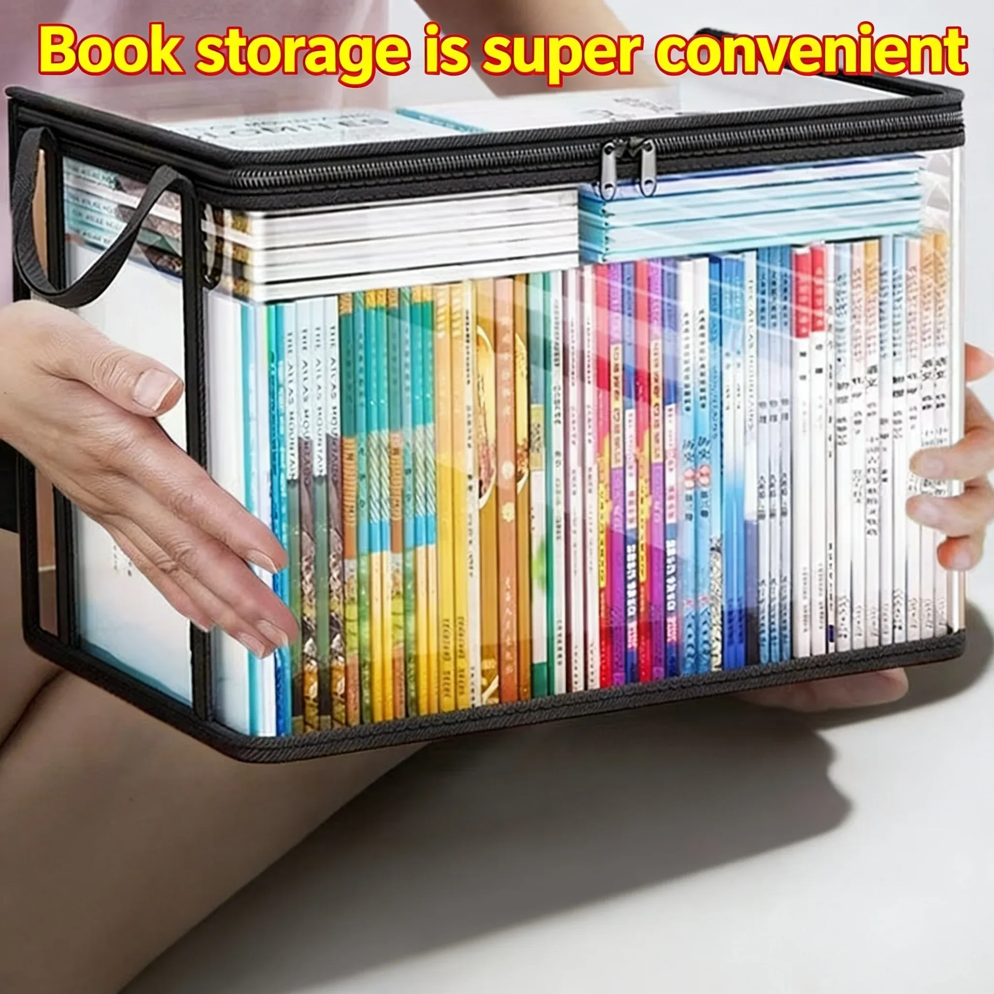 Boîte à livres pliable pour dortoirs et salles de classe, boîte de rangement transparente et étanche pour la maison - Image 1