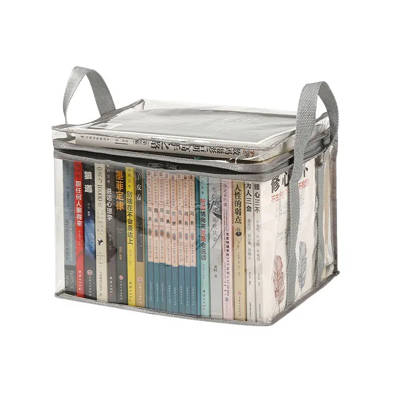 Boîte à livres pliable pour dortoirs et salles de classe, boîte de rangement transparente et étanche pour la maison 5