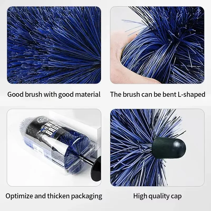Brosse multifonction de nettoyage pour jantes, manche long et souple, microfibre pour moyeux et pneus, outil de lavage auto et moto 5