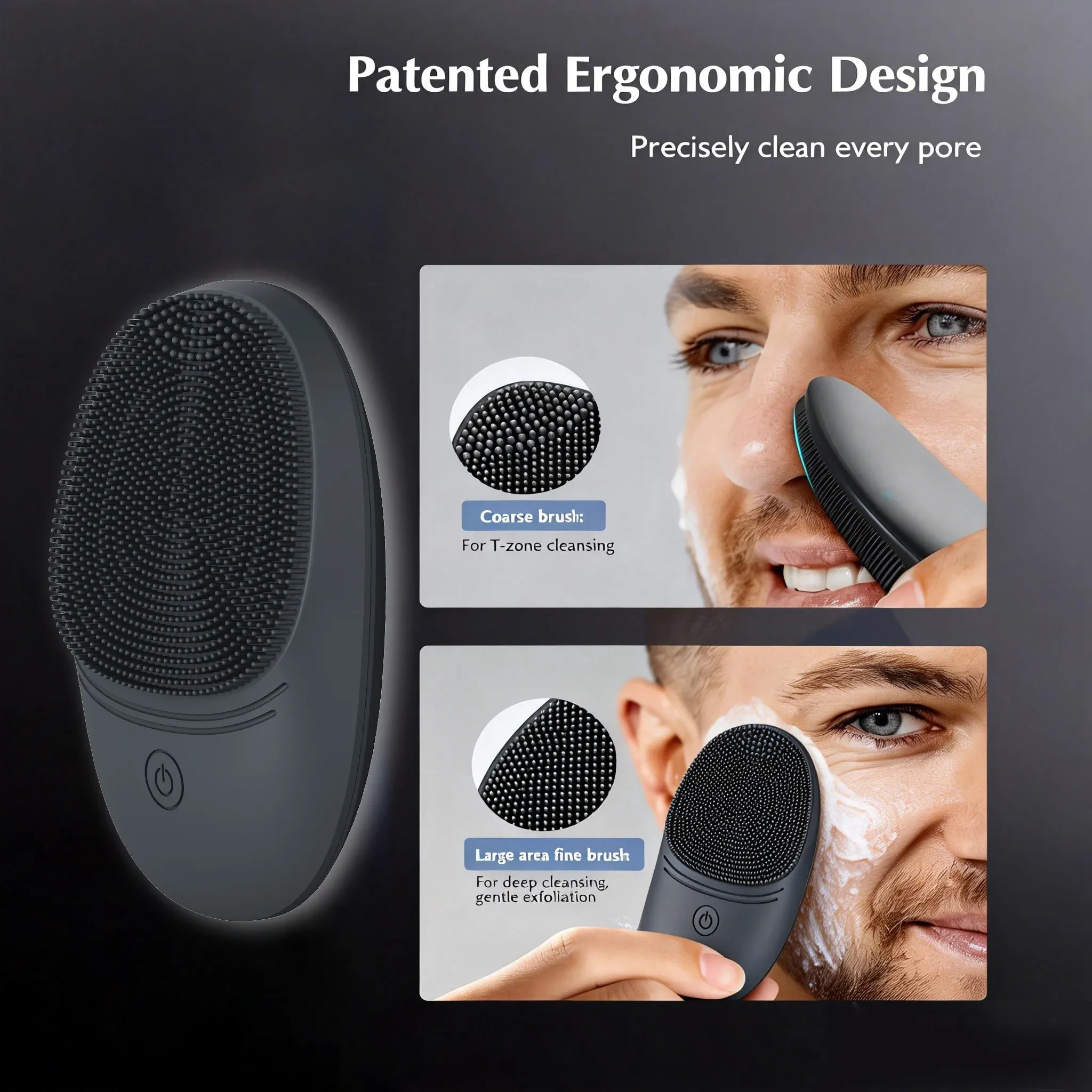 Brosse nettoyante faciale électrique en silicone souple, brosse nettoyante à vibrations soniques, nettoyage en profondeur 3