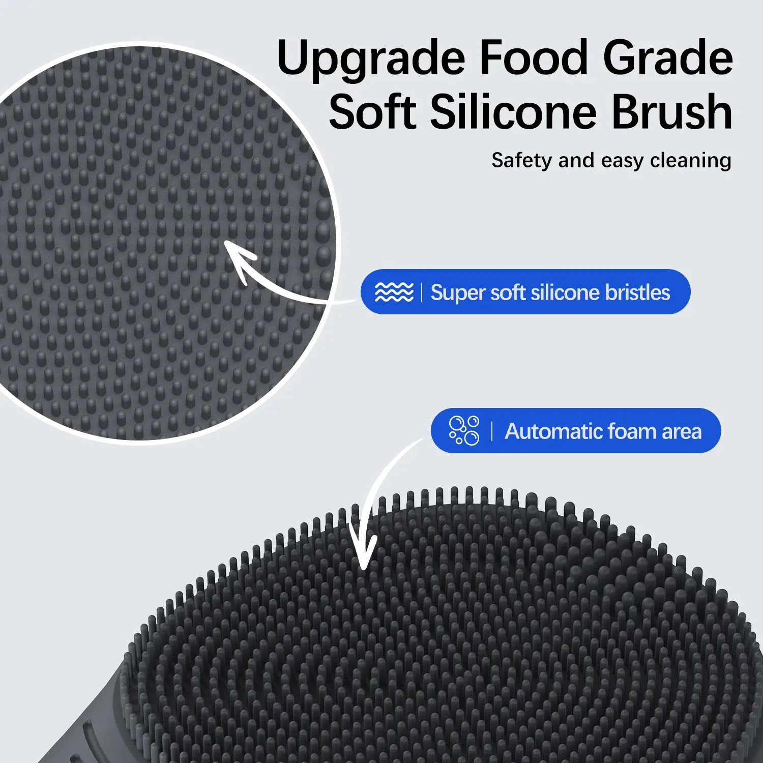 Brosse nettoyante faciale électrique en silicone souple, brosse nettoyante à vibrations soniques, nettoyage en profondeur 6