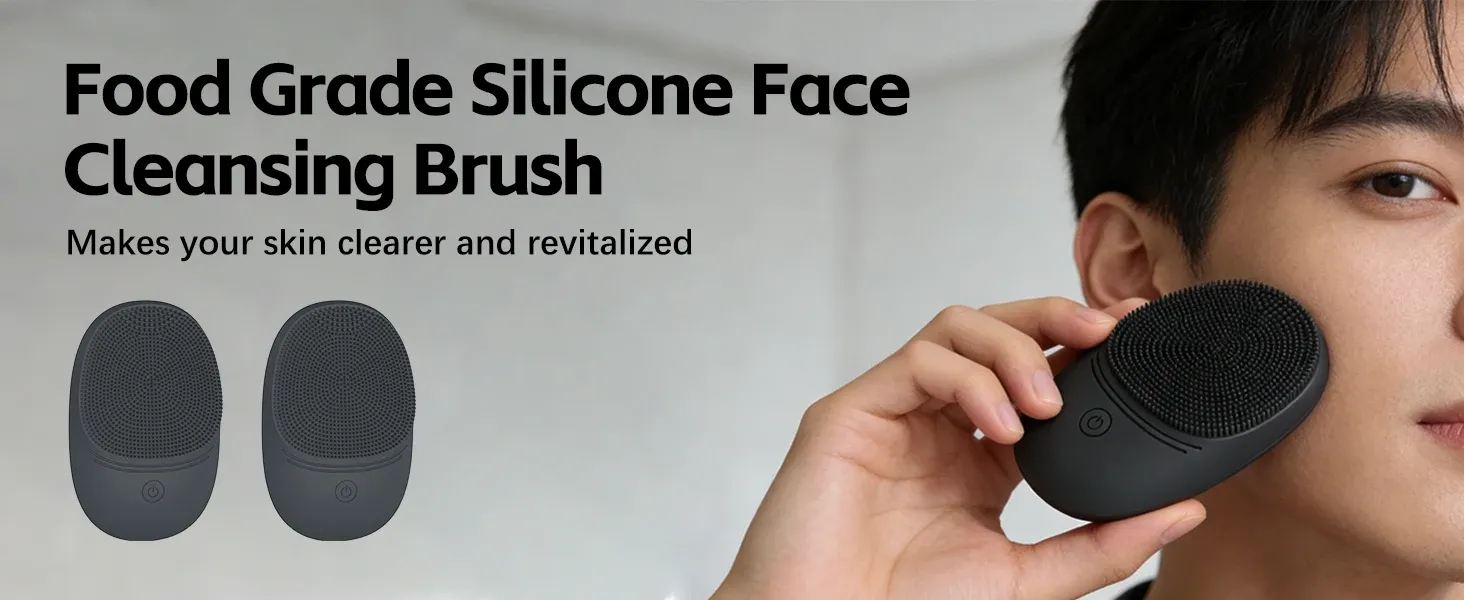 Brosse nettoyante faciale électrique en silicone souple, vue d'ensemble