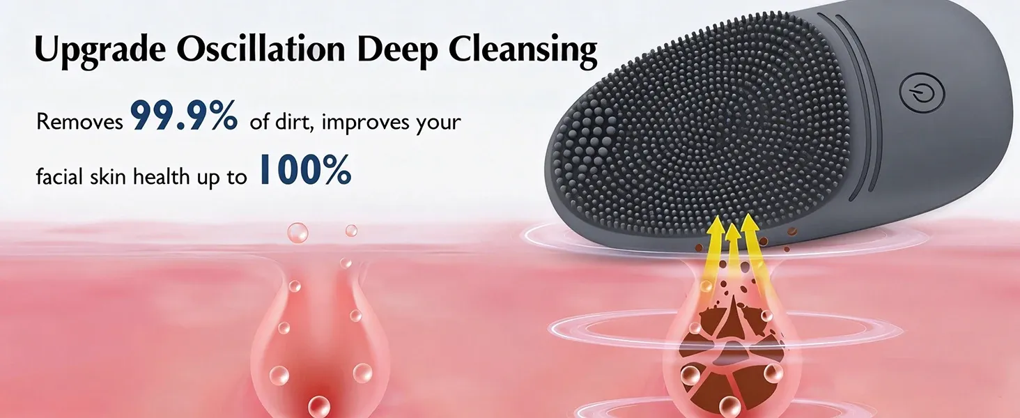 Brosse nettoyante faciale en silicone en utilisation