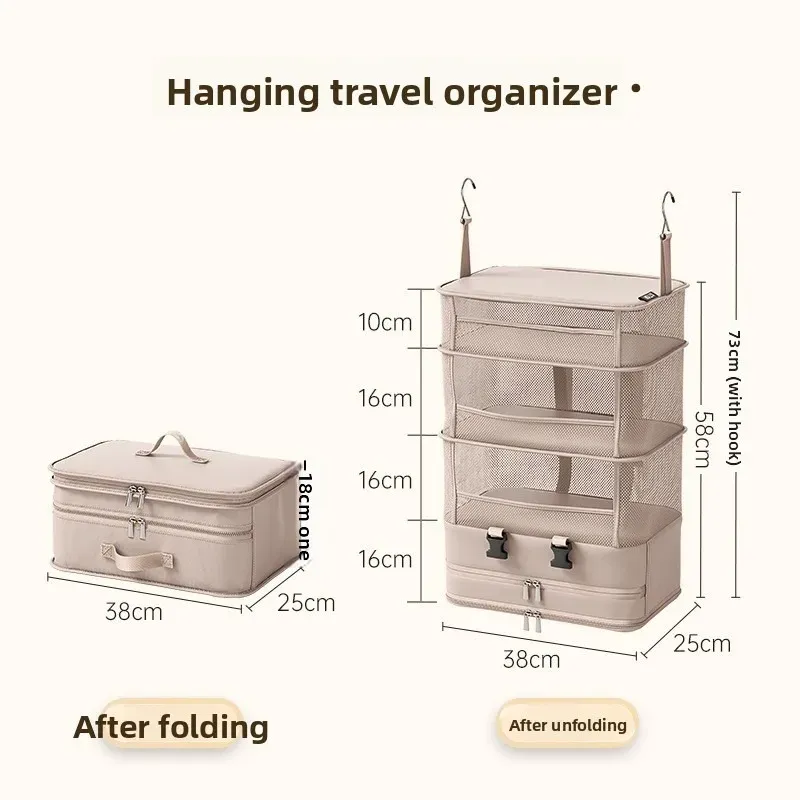 Sac de rangement de voyage suspendu pliable, organisateur de vêtements multicouche, pour voyages d'affaires 5