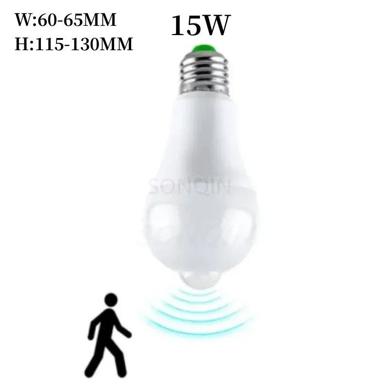 Ampoule LED E27 à détecteur de mouvement infrarouge, 10 W à 20 W, compatible 110 V / 220 V, éclairage automatique économe en énergie pour maison et porche 11