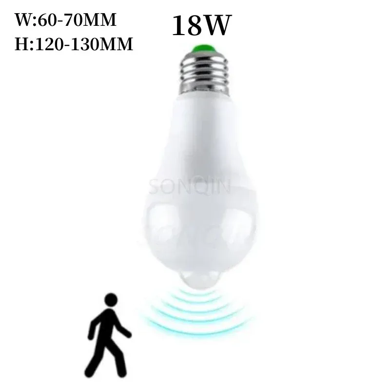Ampoule LED E27 à détecteur de mouvement infrarouge, 10 W à 20 W, compatible 110 V / 220 V, éclairage automatique économe en énergie pour maison et porche 10