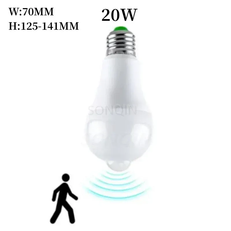 Ampoule LED E27 à détecteur de mouvement infrarouge, 10 W à 20 W, compatible 110 V / 220 V, éclairage automatique économe en énergie pour maison et porche 9
