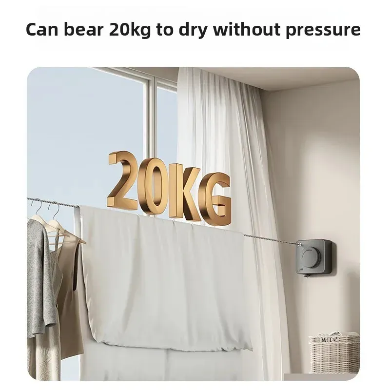 Corde à linge rétractable d'intérieur invisible, sans affaissement 3
