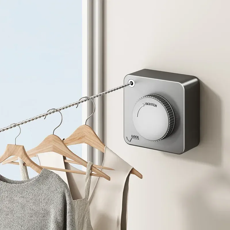 Corde à linge rétractable d'intérieur invisible, sans affaissement 2