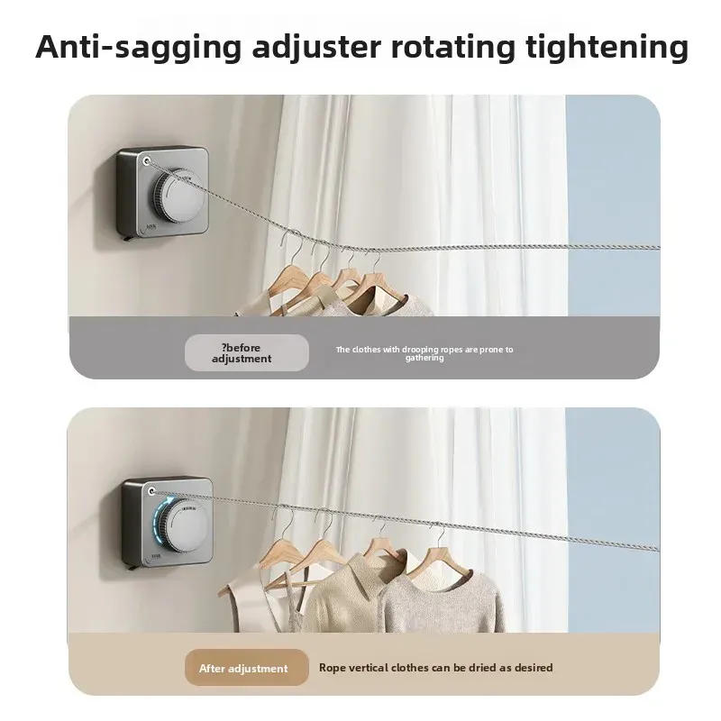 Linge séchant sur une corde à linge rétractable d'intérieur