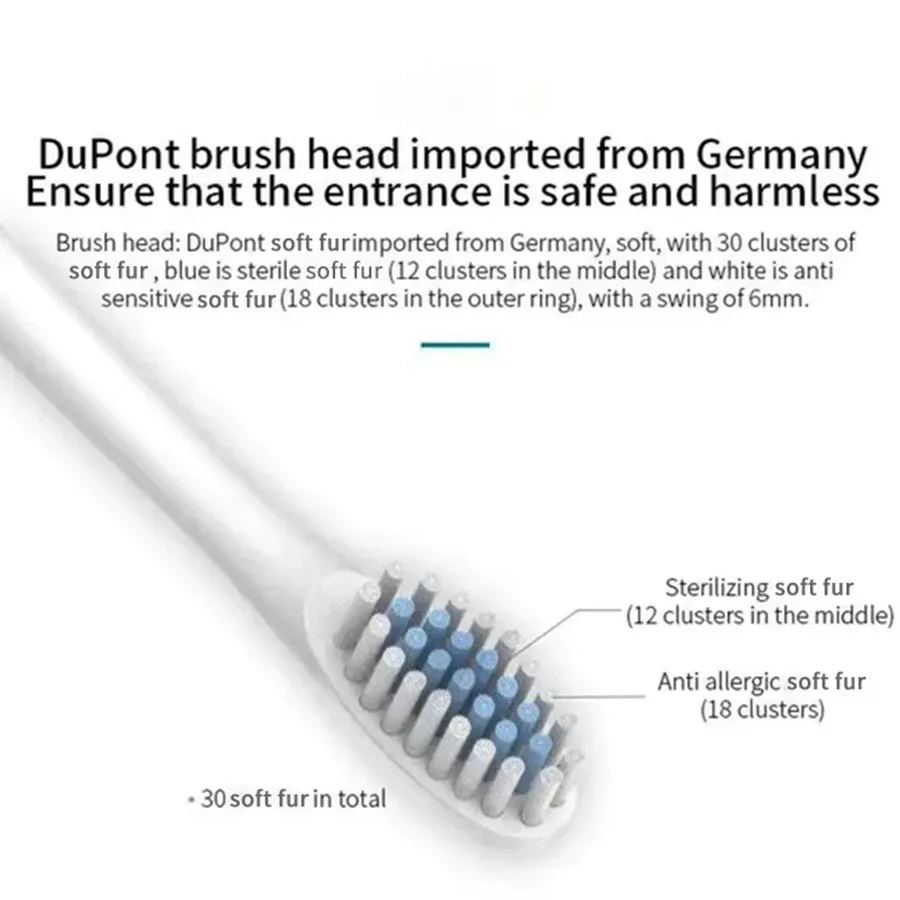 Brosse à dents électrique ultrasonique à six modes, poils doux, recharge USB, étanche, pour adulte, ensemble pour couple 4