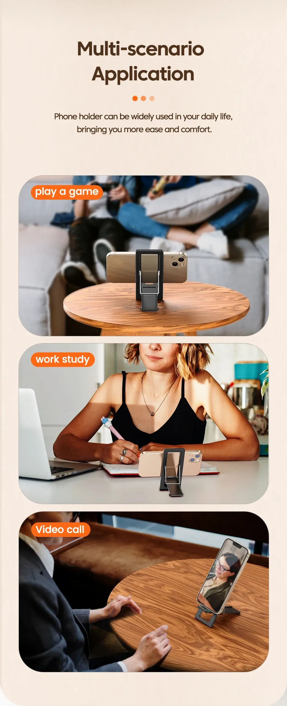 Support de téléphone pliable, vue détaillée