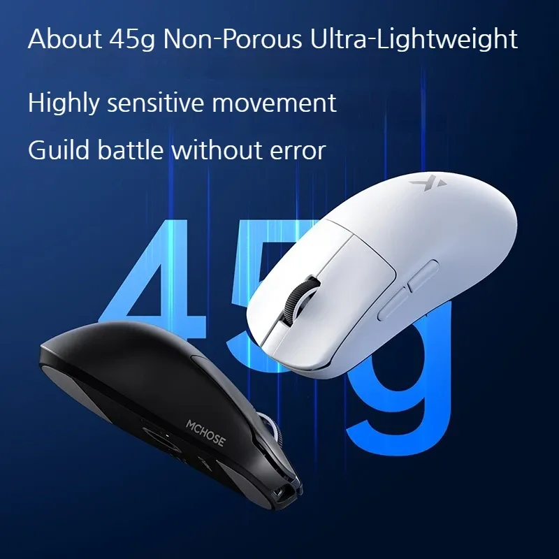 Souris de jeu sans fil MCHOSE L7 Ultra+ à capteur PAW3950, taille moyenne/grande, légère, trois modes de connexion 3