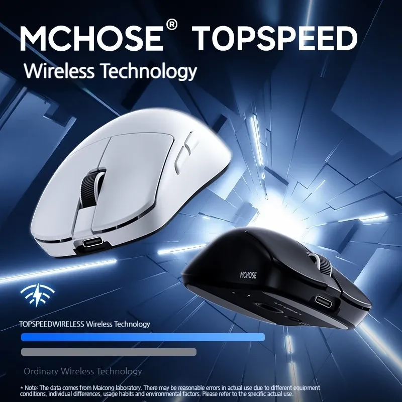 Souris de jeu sans fil MCHOSE L7 Ultra+ à capteur PAW3950, taille moyenne/grande, légère, trois modes de connexion 5