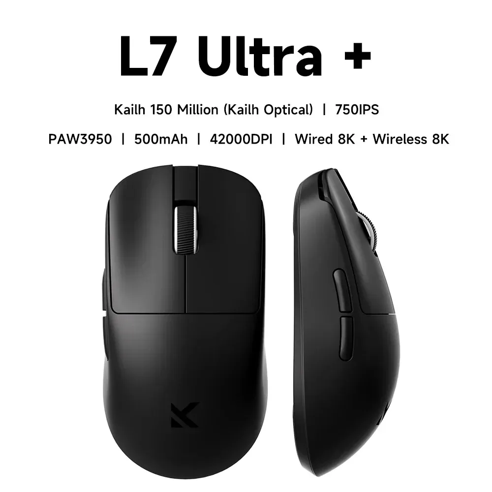 Souris de jeu sans fil MCHOSE L7 Ultra+ à capteur PAW3950, taille moyenne/grande, légère, trois modes de connexion 7