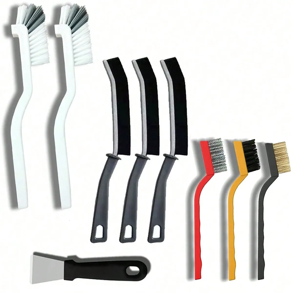 Lot de 8 à 9 brosses de nettoyage pour interstices, à poils durs, multi-usages, pour cuisine, salle de bain, coins, joints et évier 8