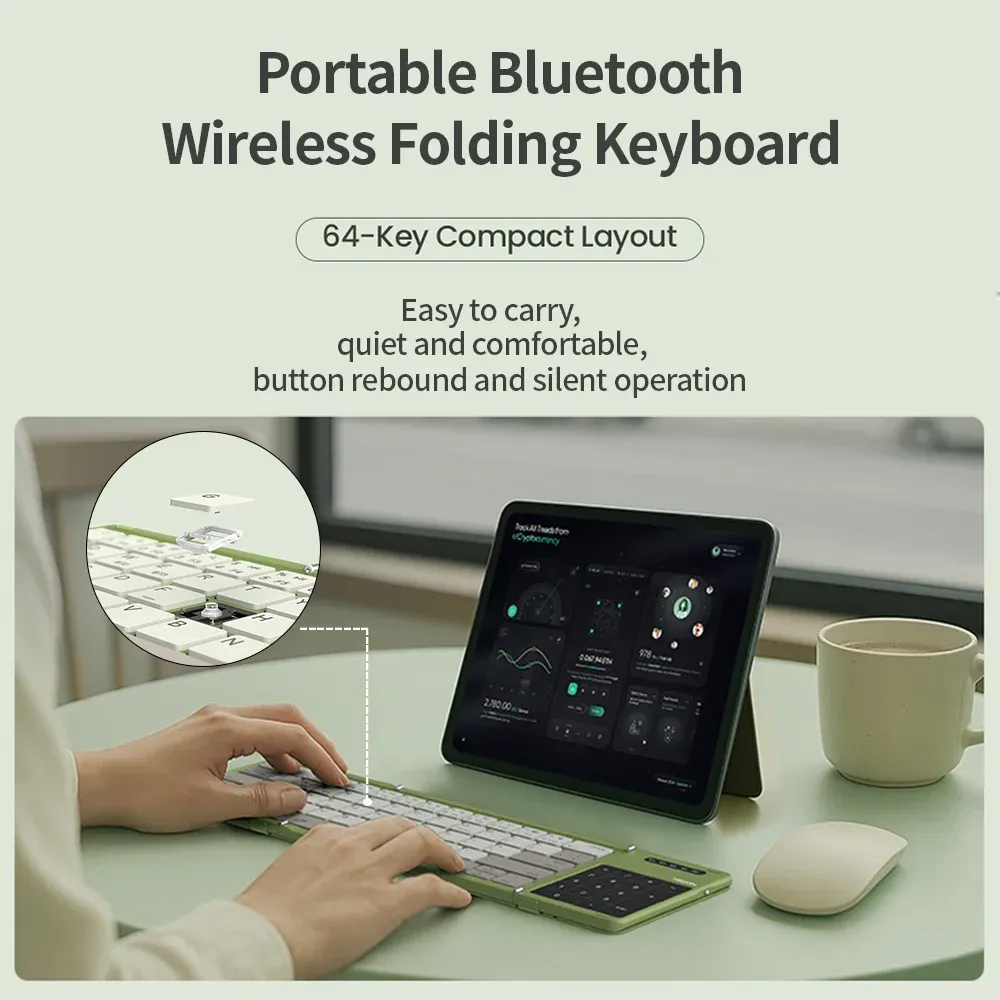 Clavier Bluetooth pliable NILLKIN avec pavé tactile, mini clavier rechargeable pour le bureau et les voyages, compatible Windows, iOS, Android et PC 6