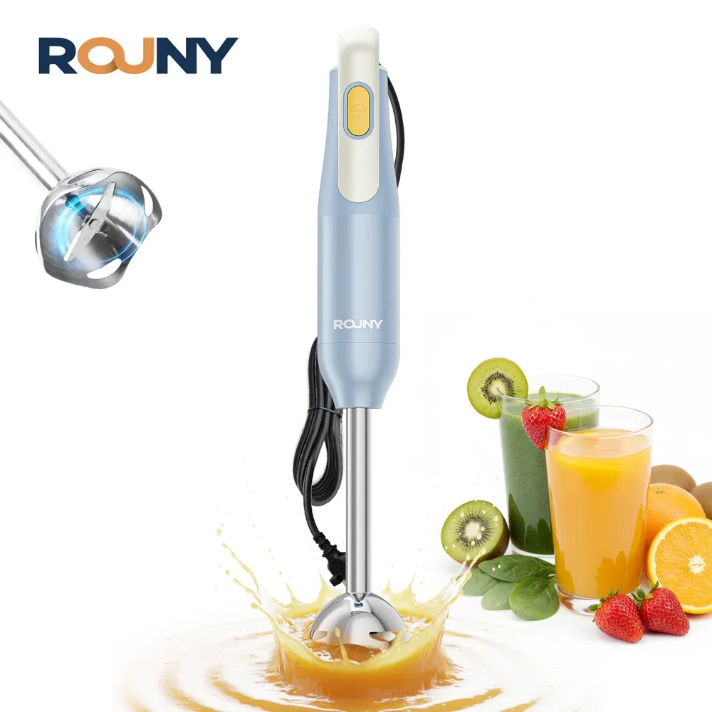 Mélangeur plongeant à main avec lames en acier inoxydable pour la préparation culinaire, bleu clair - Image 1