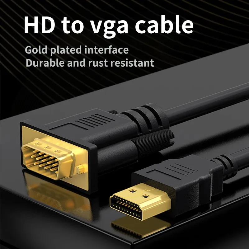 Adaptateur convertisseur HDMI vers VGA Full HD 1080p pour ordinateur portable, projecteur, moniteur, téléviseur et consoles Xbox et PS4 2
