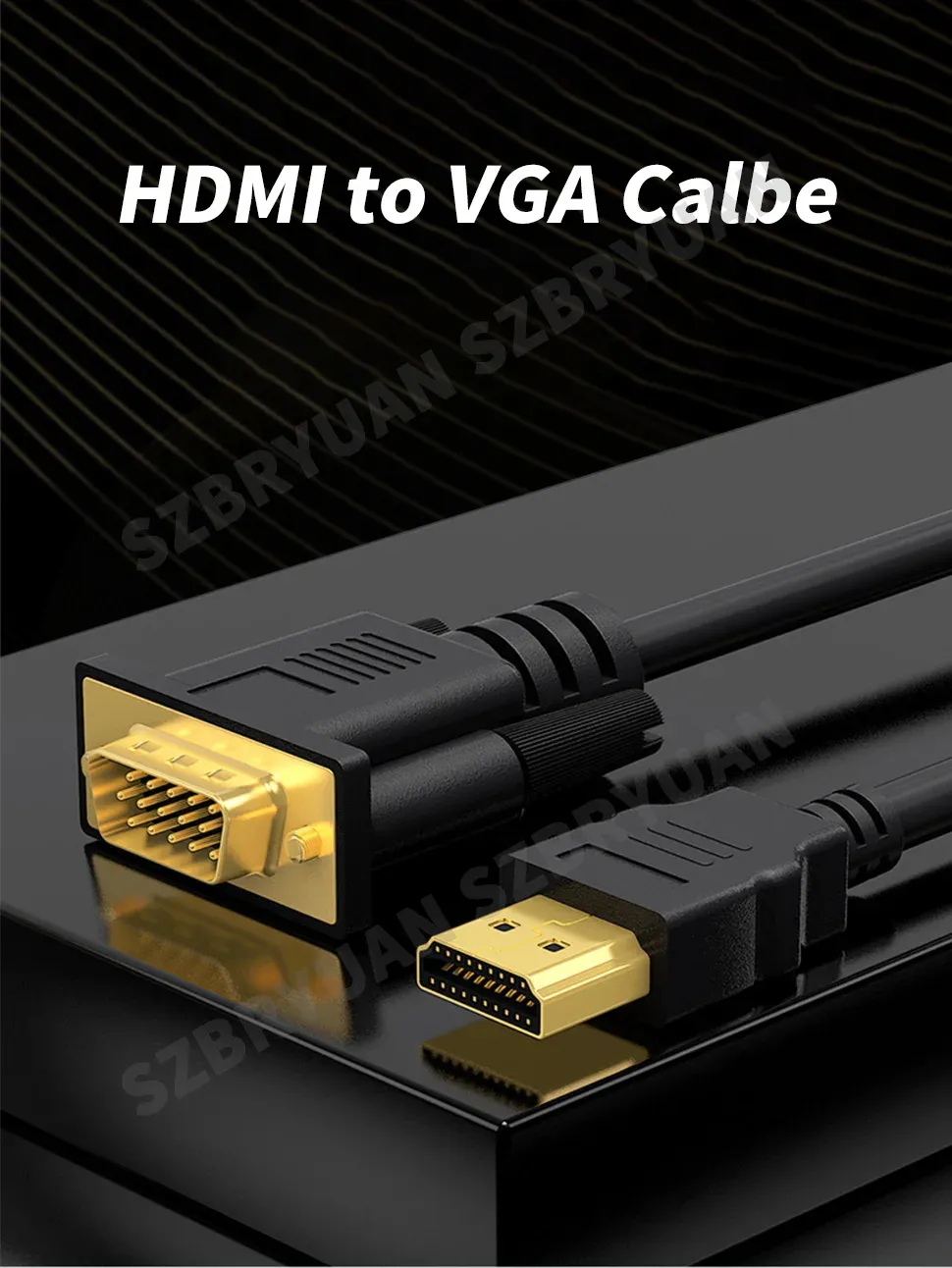 Adaptateur HDMI vers VGA présenté dans une mise en scène épurée