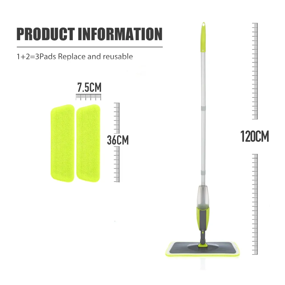 Ensemble de vadrouilles plates à pulvérisation pour sols, avec tampons en microfibre réutilisables et vadrouille rotative 15