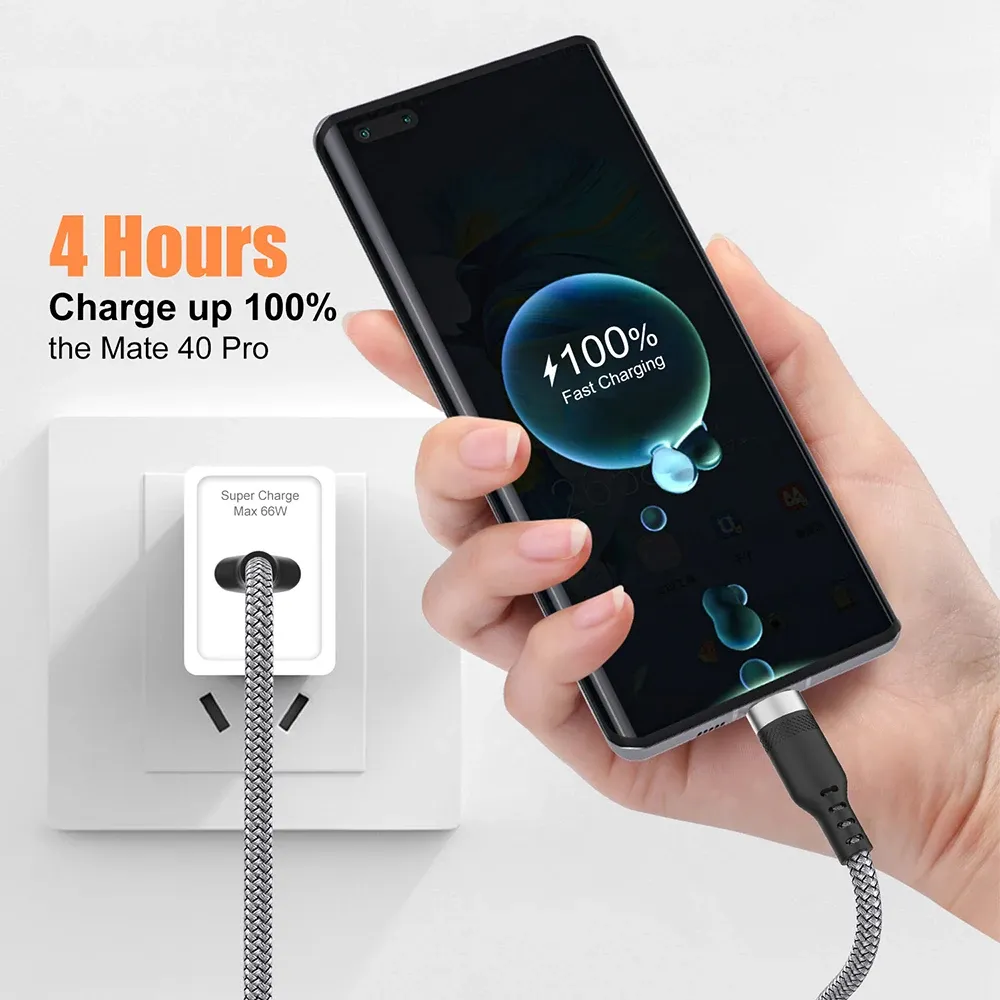 Câble de charge USB Type-C 6 A pour Huawei, câble de 1 m, 2 m, 3 m, 5 m et 8 m pour Xiaomi, Vivo, LeEco, OnePlus et Oppo 2