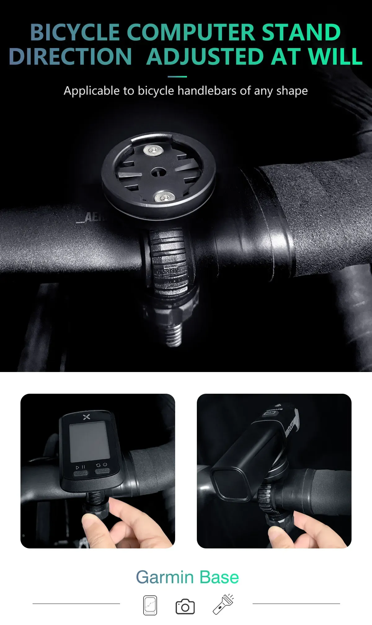 Support de fixation pour ordinateur de vélo GPS en situation sur le guidon