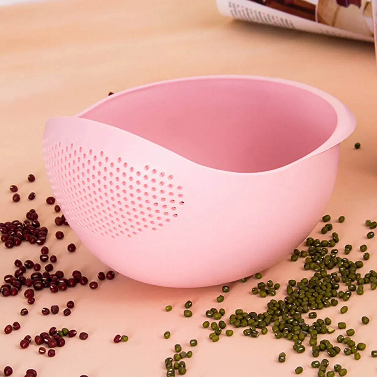 Panier d'égouttage multifonction avec poignée, lot de 3 couleurs, pour bols à riz et fruits, organisateur de cuisine 11