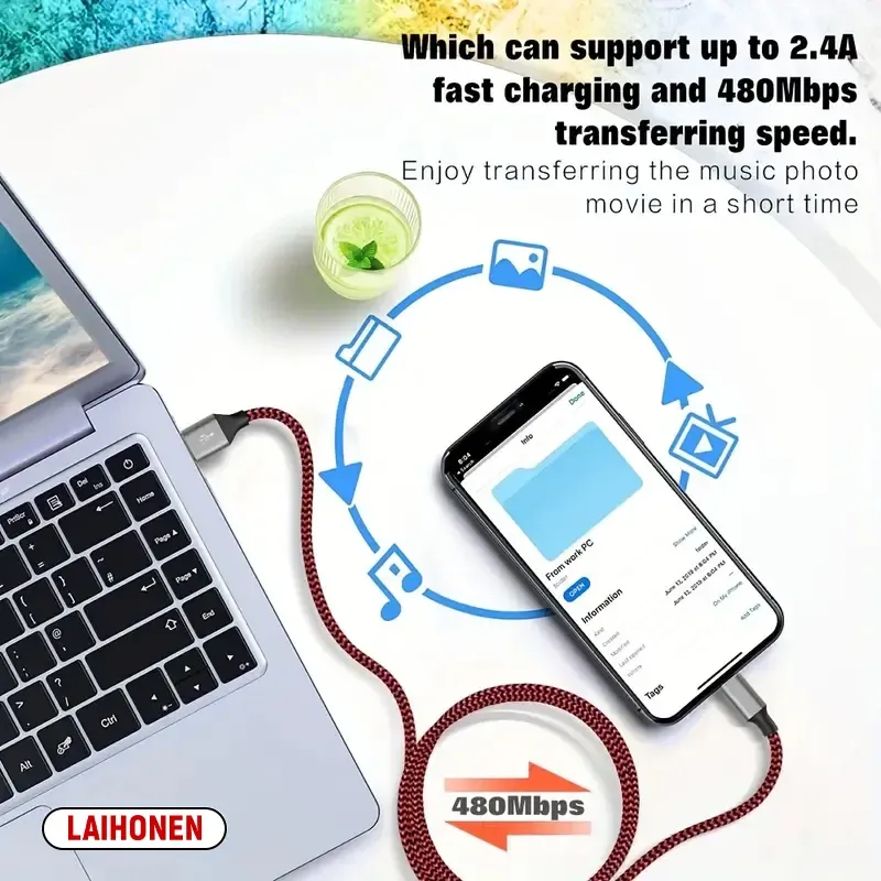 Câble USB-A vers Lightning certifié MFi, 1 m / 2 m / 3 m, compatible iPhone 14, 13, 12, 11, X, XR, Pro Max, câble de charge rapide et de transfert de données 5