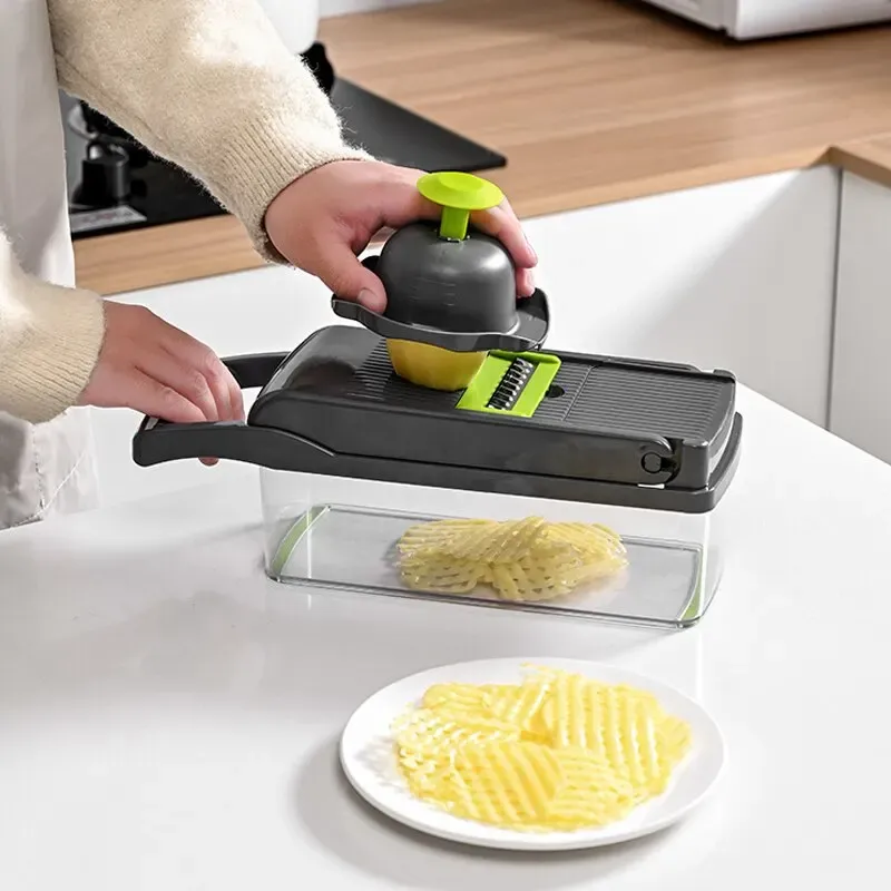 Trancheuse multifonctionnelle 12 en 1 avec panier, coupe-légumes et râpe 4