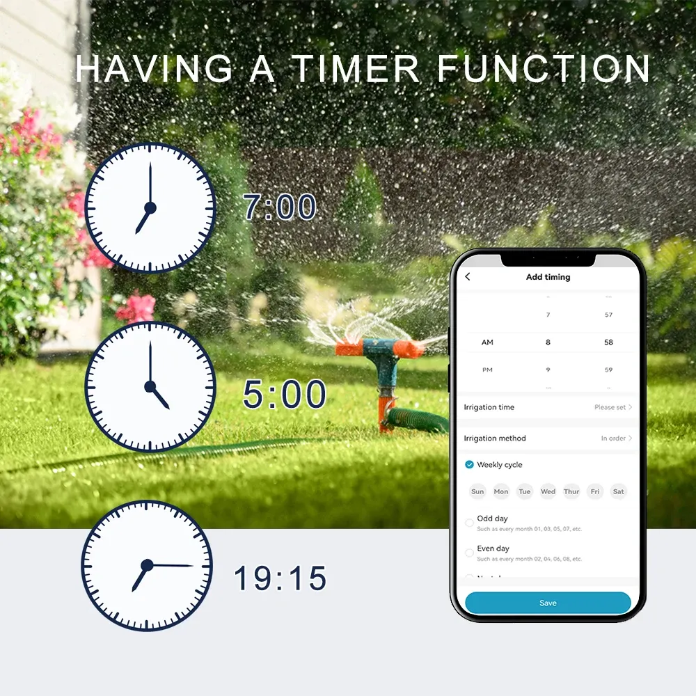 Contrôleur d'arrosage intelligent WiFi 6/8 stations, système d'irrigation à commande à distance compatible Tuya Smart Life, prise EU 3