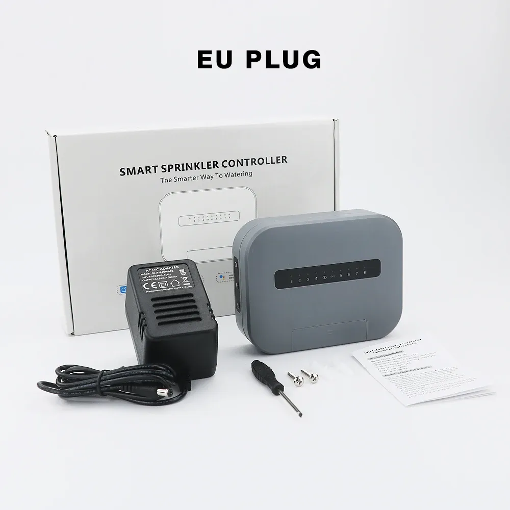 Contrôleur d'arrosage intelligent WiFi 6/8 stations, système d'irrigation à commande à distance compatible Tuya Smart Life, prise EU 6