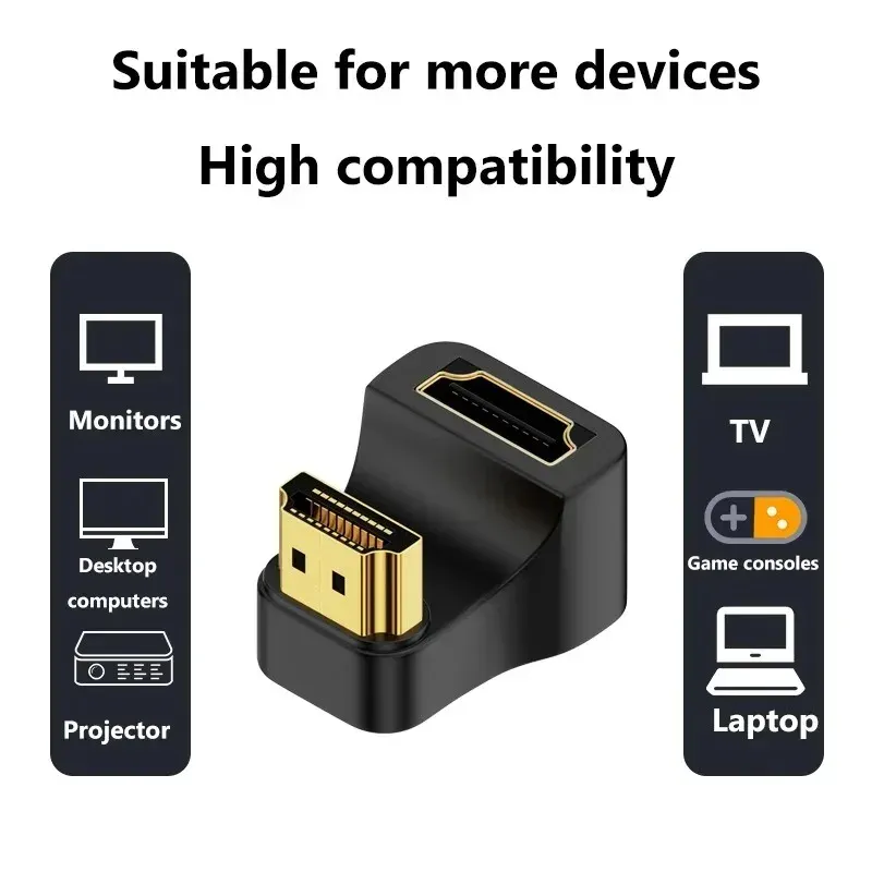 Adaptateur coudé 8K UHD à 180 degrés en U, compatible HDMI 2.1, rallonge Mini-HDMI vers HDMI pour moniteur, tablette, téléviseur, caméscope et ordinateur portable 4