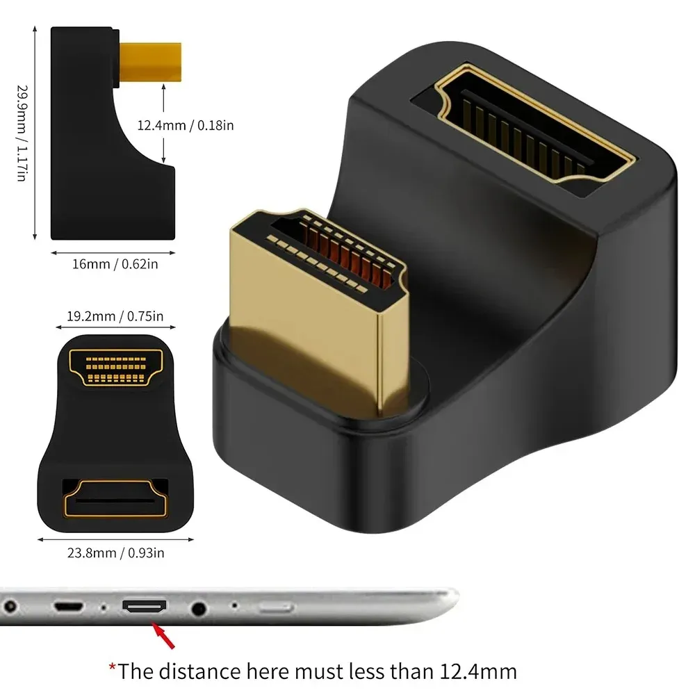 Adaptateur coudé 8K UHD à 180 degrés en U, compatible HDMI 2.1, rallonge Mini-HDMI vers HDMI pour moniteur, tablette, téléviseur, caméscope et ordinateur portable 10