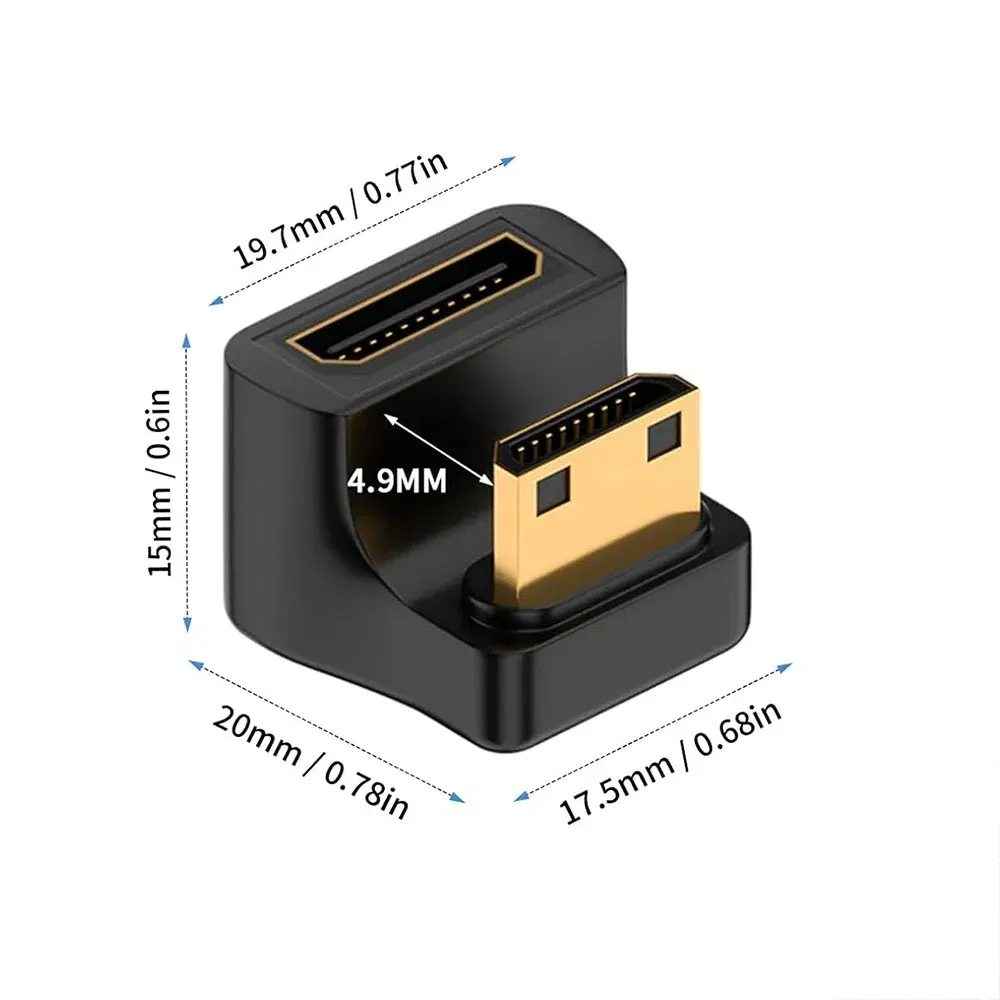 Adaptateur coudé 8K UHD à 180 degrés en U, compatible HDMI 2.1, rallonge Mini-HDMI vers HDMI pour moniteur, tablette, téléviseur, caméscope et ordinateur portable 7