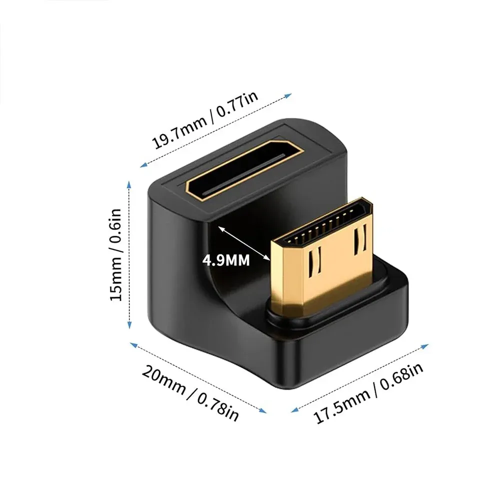 Adaptateur coudé 8K UHD à 180 degrés en U, compatible HDMI 2.1, rallonge Mini-HDMI vers HDMI pour moniteur, tablette, téléviseur, caméscope et ordinateur portable 9